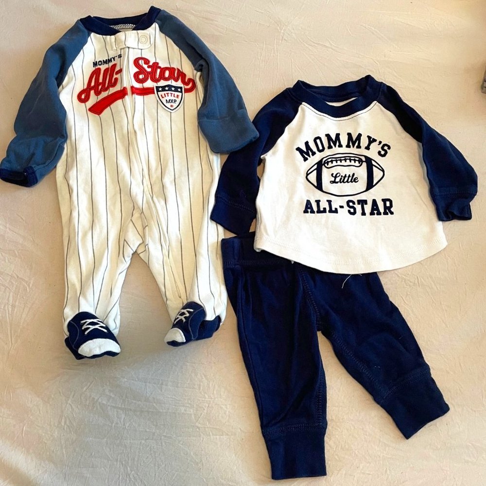 Carters sleep and play and matching set for baby boy size newborn